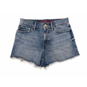 Lucky Brand 90s Midi 5 Inch Denim Shorts Raw Hem Blue Women's 30 Waist